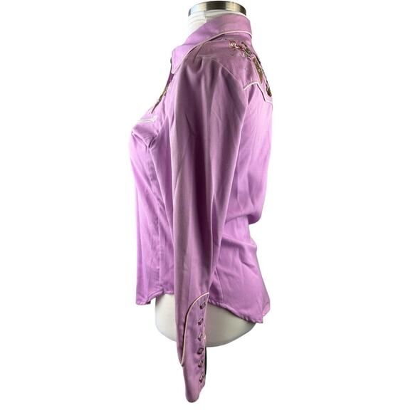 Scully Floral Embroidered Snap Front Cowgirl Shirt Western Top Women's Medium - Picture 12 of 16